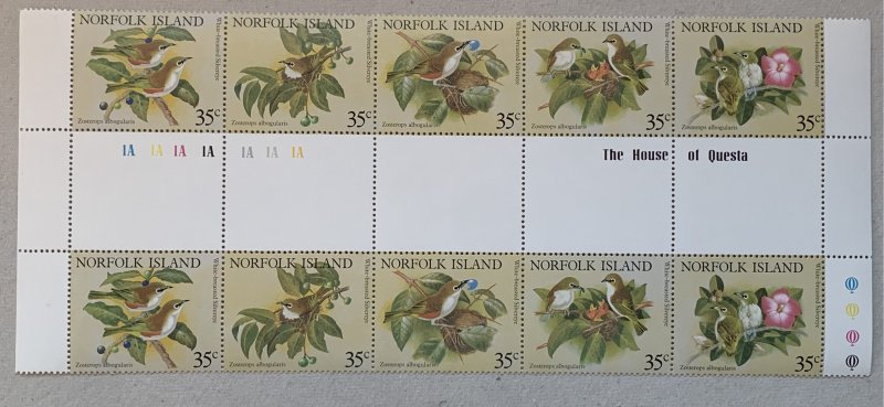 Norfolk Island 1981 Birds strip in gutter pairs, MNH. Scott 287, CV $5.50+