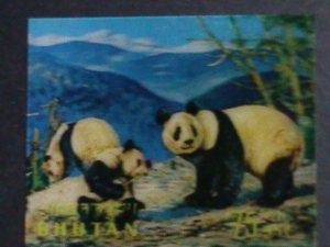 BHUTAN-1970 SC#116G  WILD ANIMALS-LOVELY GIANT PANDAS 3D STAMPS MINT VERY FINE