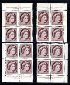 Scott 337, 1c violet brown, MNH, PB8, Matched Plate Block Set, Canada Centennial