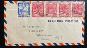 1947 Georgetown British Guiana Airmail Cover To yellow Springs OH Usa