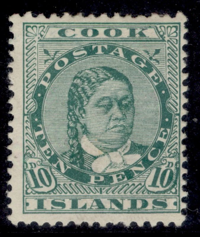 COOK ISLANDS GV SG45, 10d green, M MINT. Cat £40. PERF 14 x 15