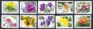 United States #5558-67 Forever (55¢) Garden Beauty (2021). 10 bklt. singles. MNH