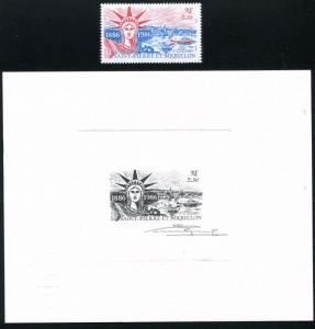 St. Pierre Miquelon Artist Signed Die Proof #477 Statue of Liberty Stamp (r10)