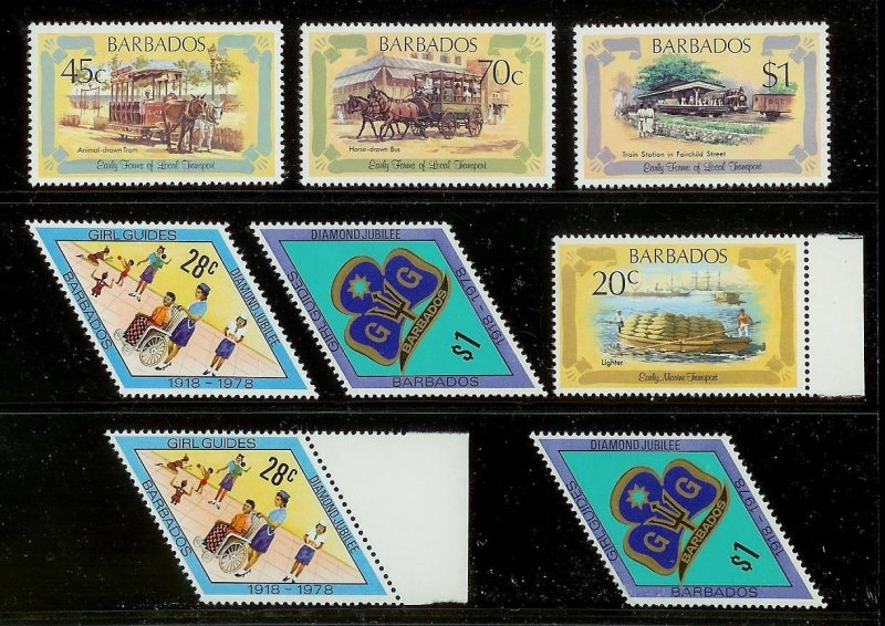 BARBADOS Large stamp accumulation Most MNH plate blocks gutter pairs Much value!