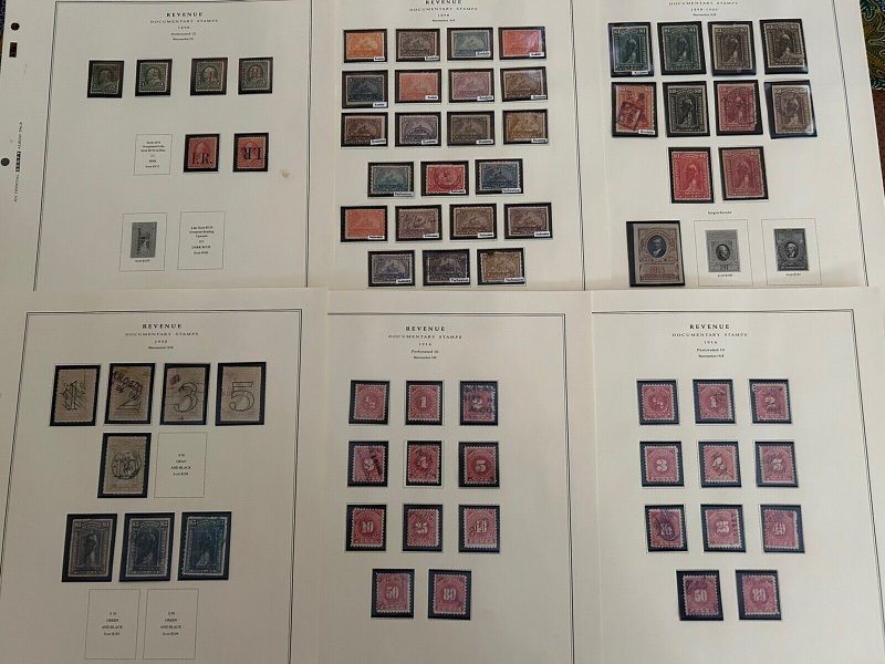 R1//R728 REVENUE COLLECTION ON SCOTT PAGES W/BETTER STAMPS SCV 9K