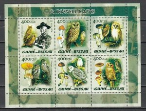 Guinea Bissau, 2005 issue. Scout Baden Powell & Owls sheet of 6.