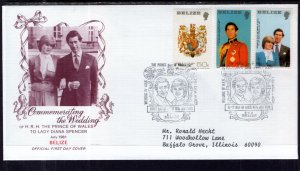 Belize 548-550 Royal Wedding Typed FDC