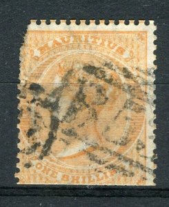 MAURITIUS; 1870s early classic QV Crown CC issue used 1s. value