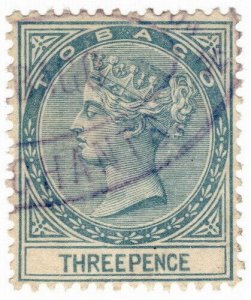 (I.B) Tobago Revenue : Duty Stamp 3d (1884)