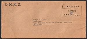 COOK IS 1972 Local Rarotonga official cover : Treasury frank..............14908W