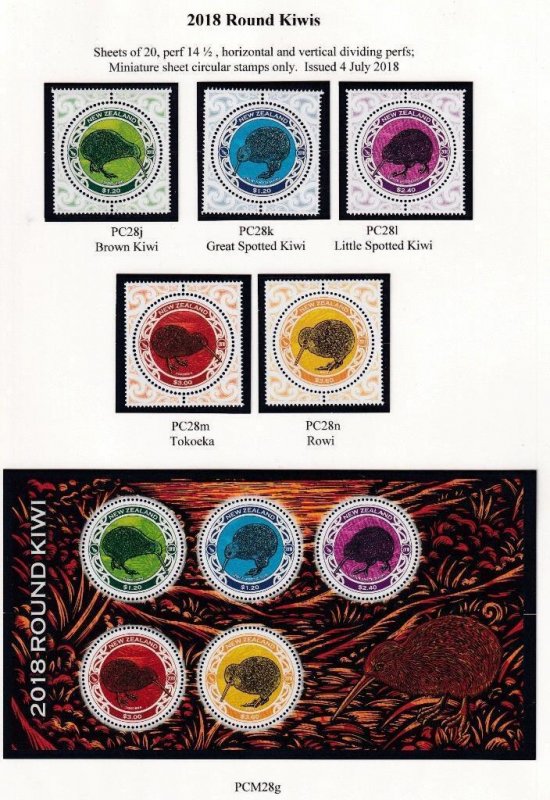 NEW ZEALAND VF-MNH CIRCULAR KIWIS SETS AND S/SHEETS ALL PO FRESH VARIOUS EVENTS