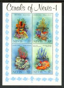 NEVIS 1983 CORALS OF NEVIS Souvenir Sheet OVPT SPECIMEN Scott No. 166a MNH