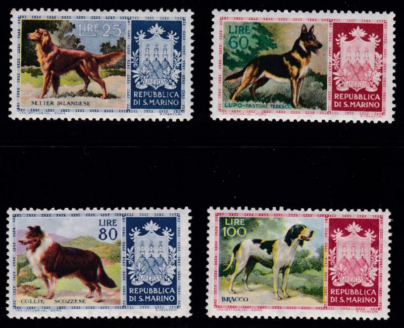 San Marino 1956 Coat of Arms & DOGS Complete (10) large Breeds VF/NH