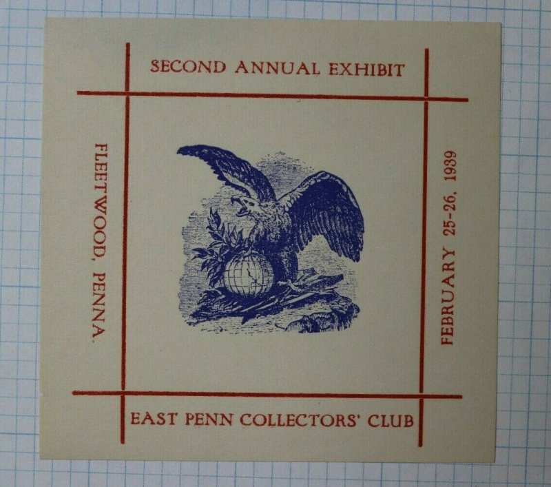 Fleetwood PA 1939 East Penn Collectors Club Annual Expo Philatelic Souvenir Ad