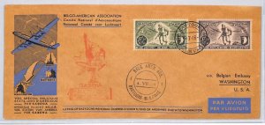 BELGIUM Air Mail BASTOGNE MEMORIAL SPECIAL FLIGHT (WW2) Brussels USA 1946 ZD276