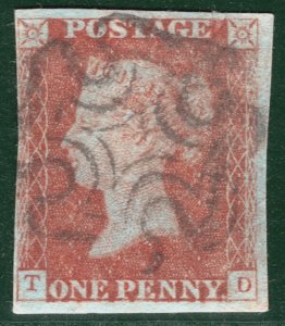 GB QV 1841 PENNY RED SG.8 1d Plate 18 (TD) *STATE 1* Spec BS7 Cat £140 REDB139