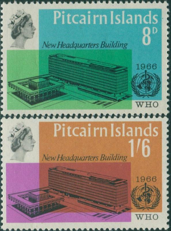 Pitcairn Islands 1966 SG59-60 WHO building set MNH