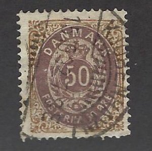 Denmark  SC#51 Used F-VF SCV$20.00...A fascinating spot!