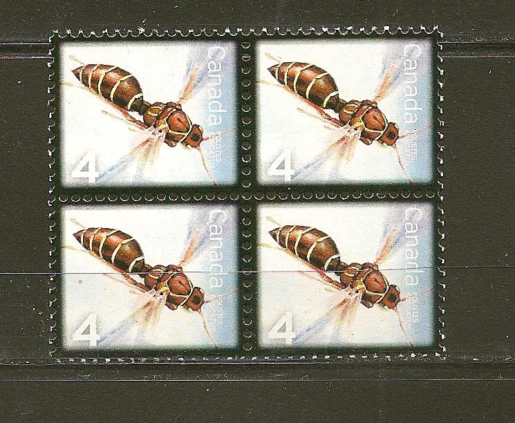 Canada Definative 4 Cent Bee Block of 4 MNH