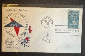 CM) 1960. UNITED STATES. FDC. VIII WINTER OLYMPIC GAMES, WITH STAMP. XF