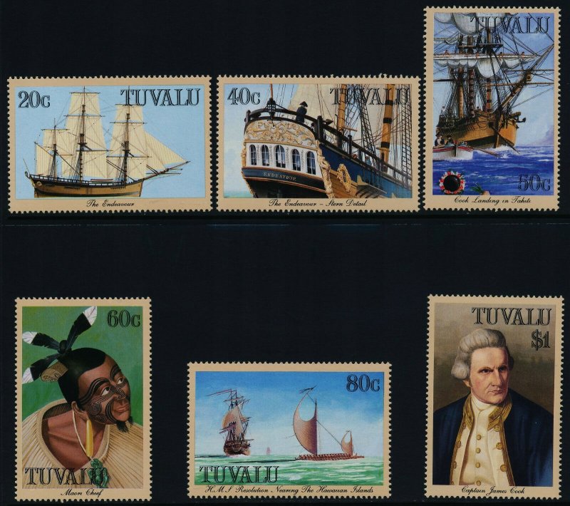 Tuvalu 1988 MNH Stamps Scott 490-495 Voyages of Captain Cook Ships Discoveries