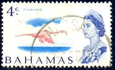 Bird, Flamingo, Bahamas stamp SC#255 used