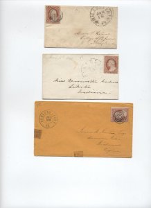 3 c1860 #26 covers Harpers Ferry VA, Cleveland OH, Philadelphia PA [y8950]