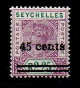 SEYCHELLES SG45a 1902 45c on 2r25 BRIGHT MAUVE & GREEN NARROW 5 MTD MINT