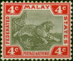 Fed of Malay States 1900 4c Grey & Carmine SG17a Fine LMM