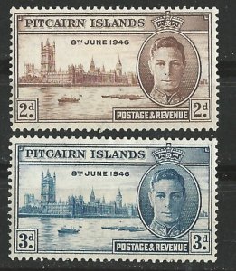 Pitcairn Is # 9-10  WW II   Peace - Parliament Bldg. (2) VF LH Unused