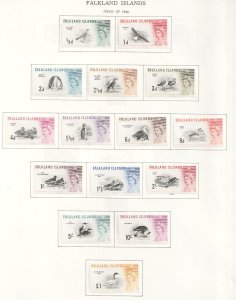 1960 Falkland Islands Sc# 128-42 QEII & Birds postage stamp set. MH Cv$185.85