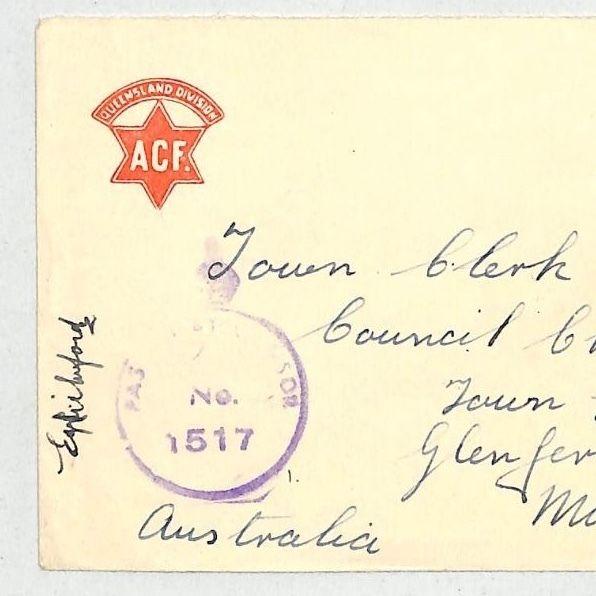 AUSTRALIA Cover Forces CENSOR ACF Queensland Division 1942 WW2 {samwells} GJ423