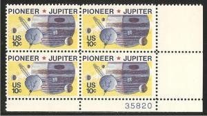 U.S.#1556 Pioneer-Jupiter 10c Plate Block of 4, MNH.  P#35820 LL, not as pic.