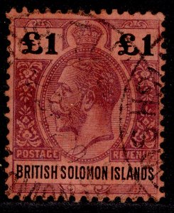 BRITISH SOLOMON ISLANDS GV SG38, $1 purple & black/red, FINE USED. Cat £140. CDS