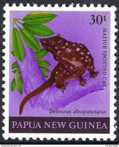 PAPUA NEW GUINEA 1980 QEII 30t Multicoloured, Mammals-Native Spotted Cat SG39...