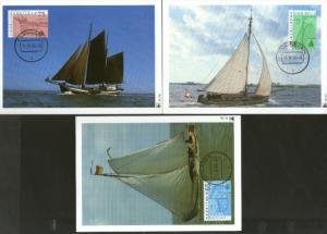 Netherlands 1989 Ships fishing boat Yacht Sc B644-6 Set of 3 Max Cards # 22