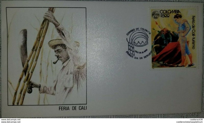 RL) 1980 COLOMBIA, CALI FAIR, TOURISM, BULLFIGHTER, BULL, PEOPLE, FDC ( XII -201