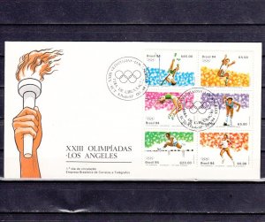 Brazil, Scott cat. 1905-1910. L.A. Olympics issue. First day cover. ^