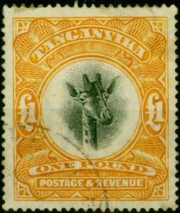 Tanganyika 1923 £1 Yellow-Orange SG88a Wmk Upright Fine Used