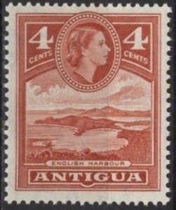 Antigua 140 (mlh) 4c English Harbour, Eliz. II, brown red (1963)