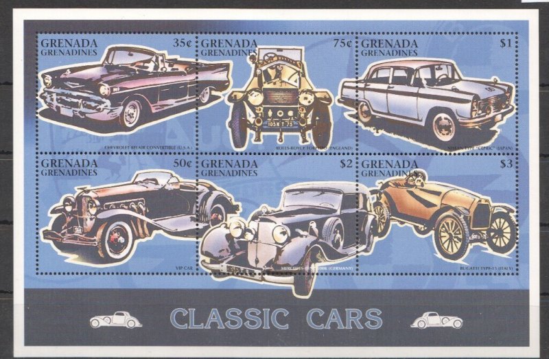 Ss0006 Grenada Grenadines Classic Cars Automobiles Transport Kb Mnh