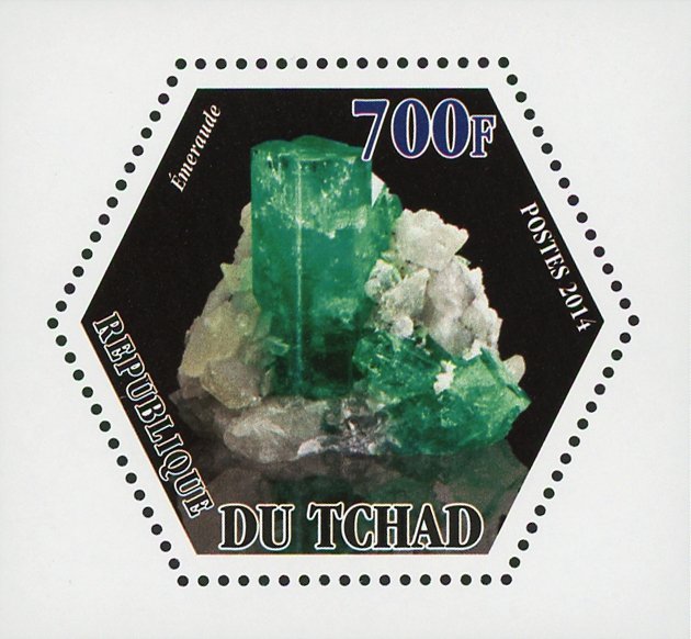 Mineral Emeraude Crystal Mini Souvenir Sheet Mint NH