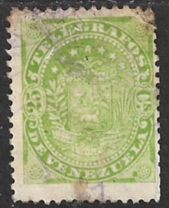 VENEZUELA 1896 25c ARMS Telegraph Stamp Hisc. 1 Used