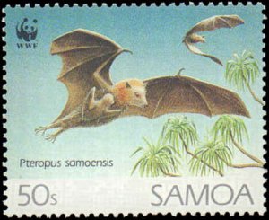 Samoa #827-830, Complete Set(4), 1993, World Wildlife Fund, Bats, Flowers, Hi...