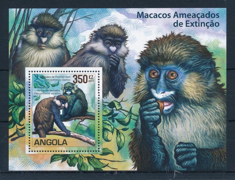 [54008] Angola 2011 Wild animals Mammals WWF Monkeys MNH Sheet
