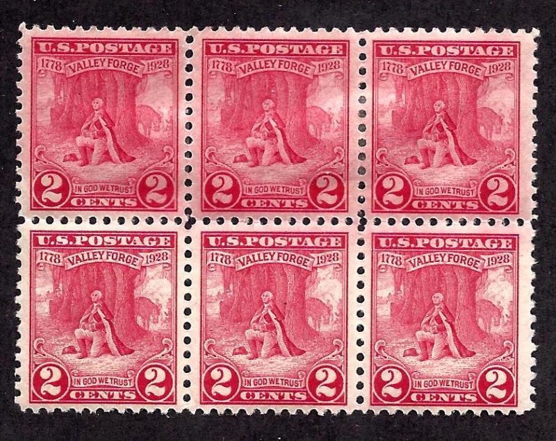 645 Mint,OG,NH/HR... Block of 6... SCV $9.30... Top 3-HR, Bottom 3-NH