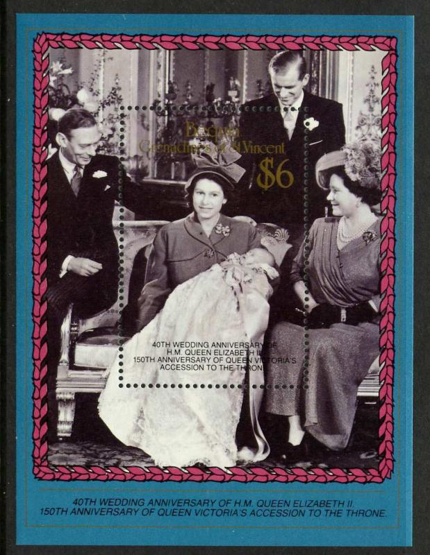 Bequia, St Vincent Grenadines 250 MNH Royal Family, Queen Elizabeth