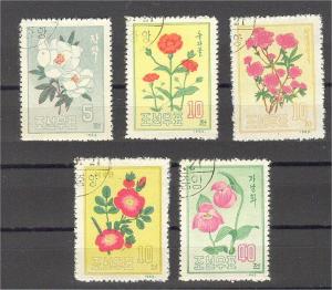 NORTH KOREA, FLOWERS 1963, USED SET