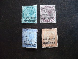 Stamps - India Gwalior - Scott# 13,15,17,18 - Used Part Set of 4 Stamps