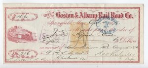 1876 Boston & Albany Railroad RN-B1 sight draft train vignette [6412.21]